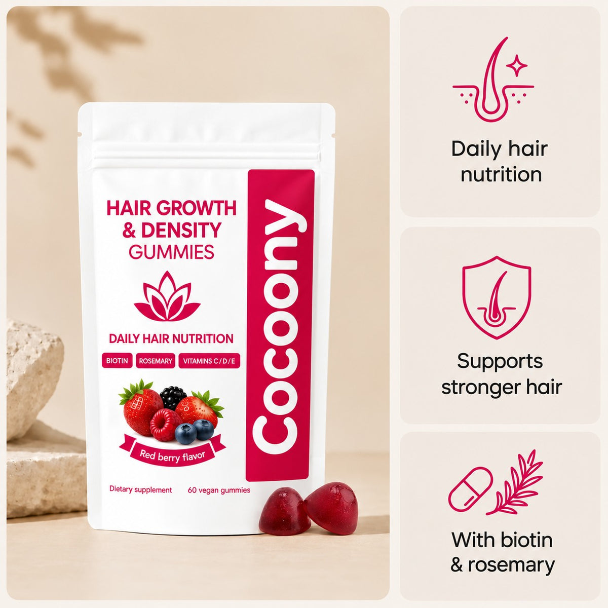Cocoony Hair Growth & Density Gummies — 60 gummies / 1 month