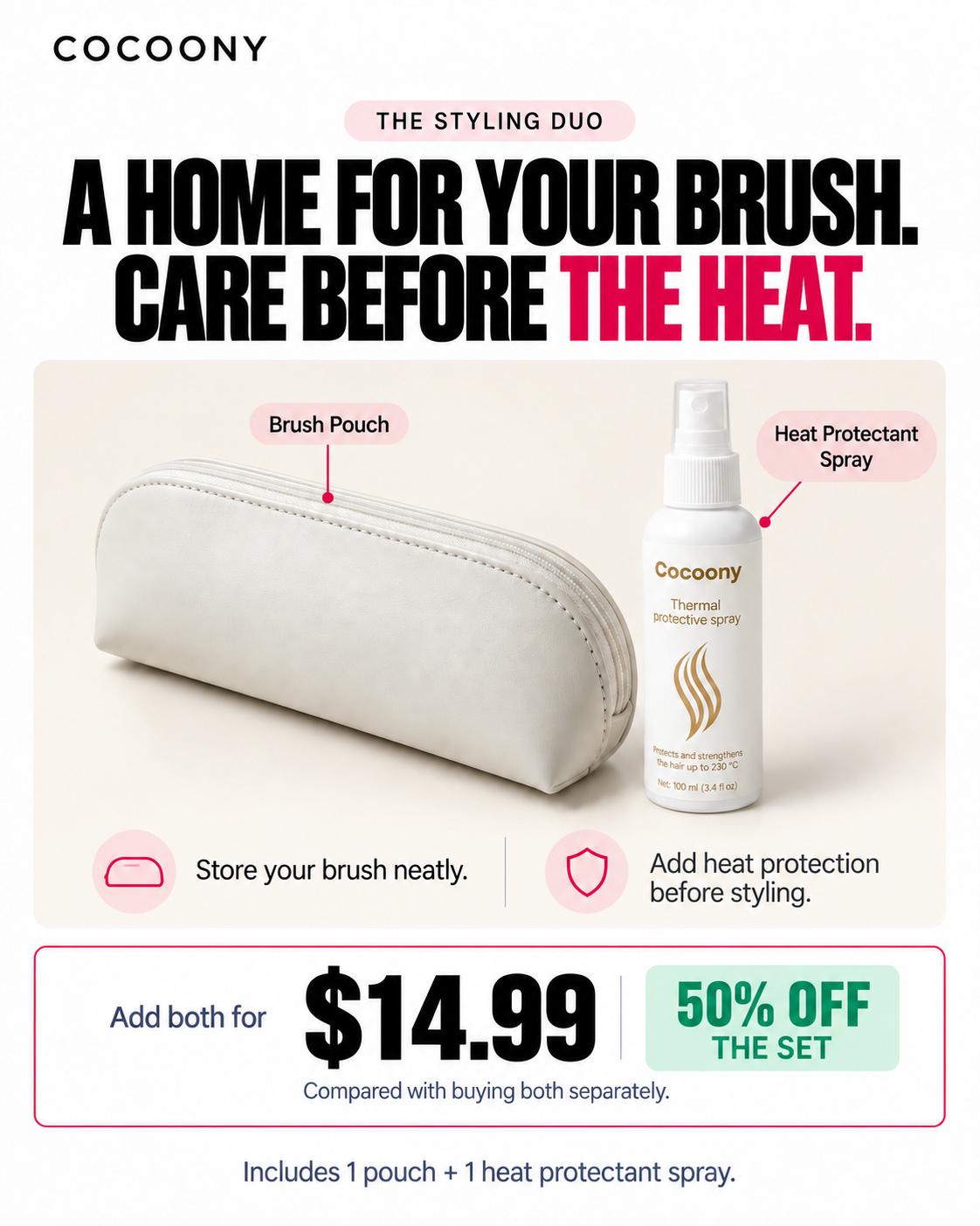 Cocoony Styling Duo — Pouch + Heat Protectant Spray