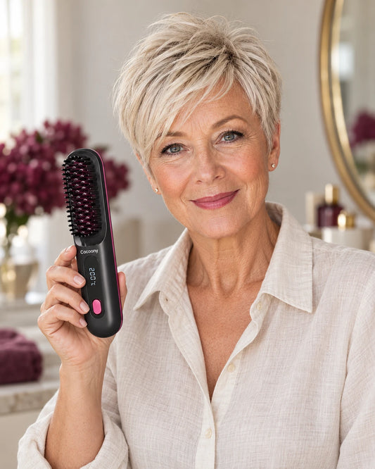 Cocoony brand portrait with short pixie hair