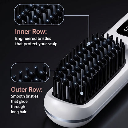 Inner row protects the scalp, outer row glides through long hair
